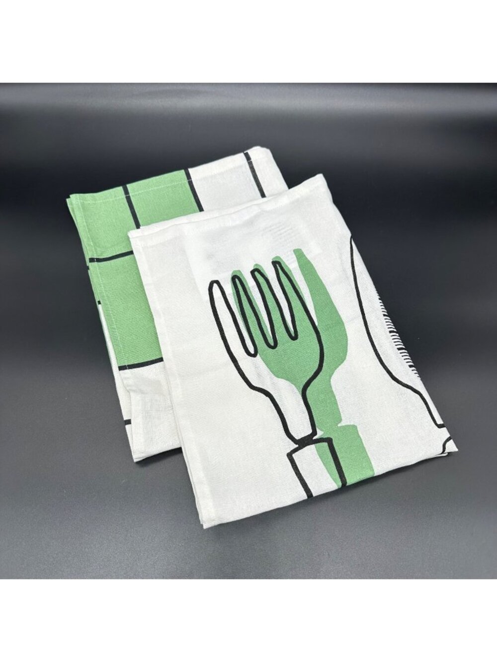 Ikea Rinnig Kitchen Towels Green White Set Of Two Cotton Kitschy Retro